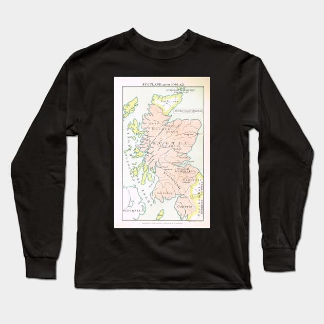 Map of Scotland in 1066 Long Sleeve T-Shirt by artfromthepast